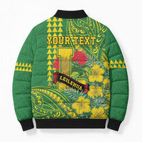 Personalised Hawaii Leilehua High School Bomber Puffer Jacket Tribal Tattoo With Hibiscus Flowers LT05 - Polynesian Pride