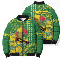 Personalised Hawaii Leilehua High School Bomber Puffer Jacket Tribal Tattoo With Hibiscus Flowers LT05 - Polynesian Pride