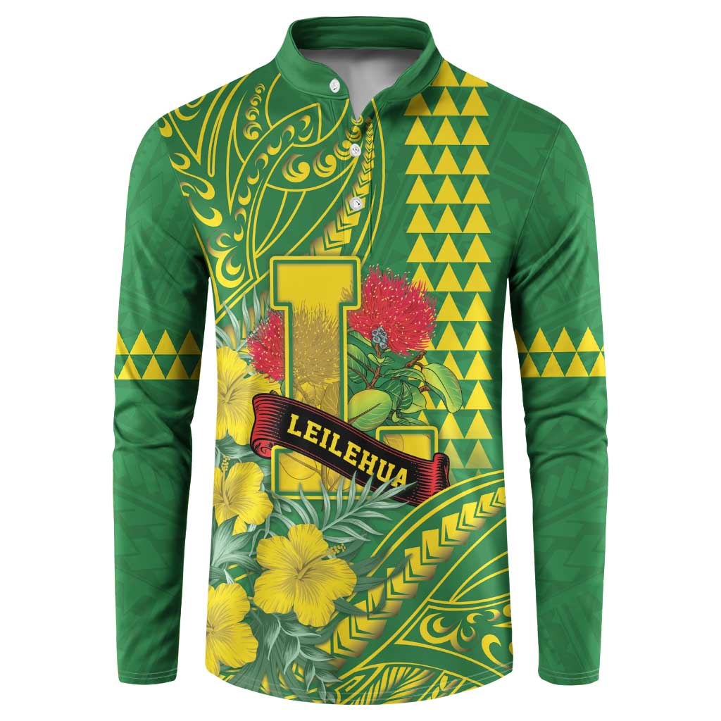 Personalised Hawaii Leilehua High School Button Sweatshirt Tribal Tattoo With Hibiscus Flowers