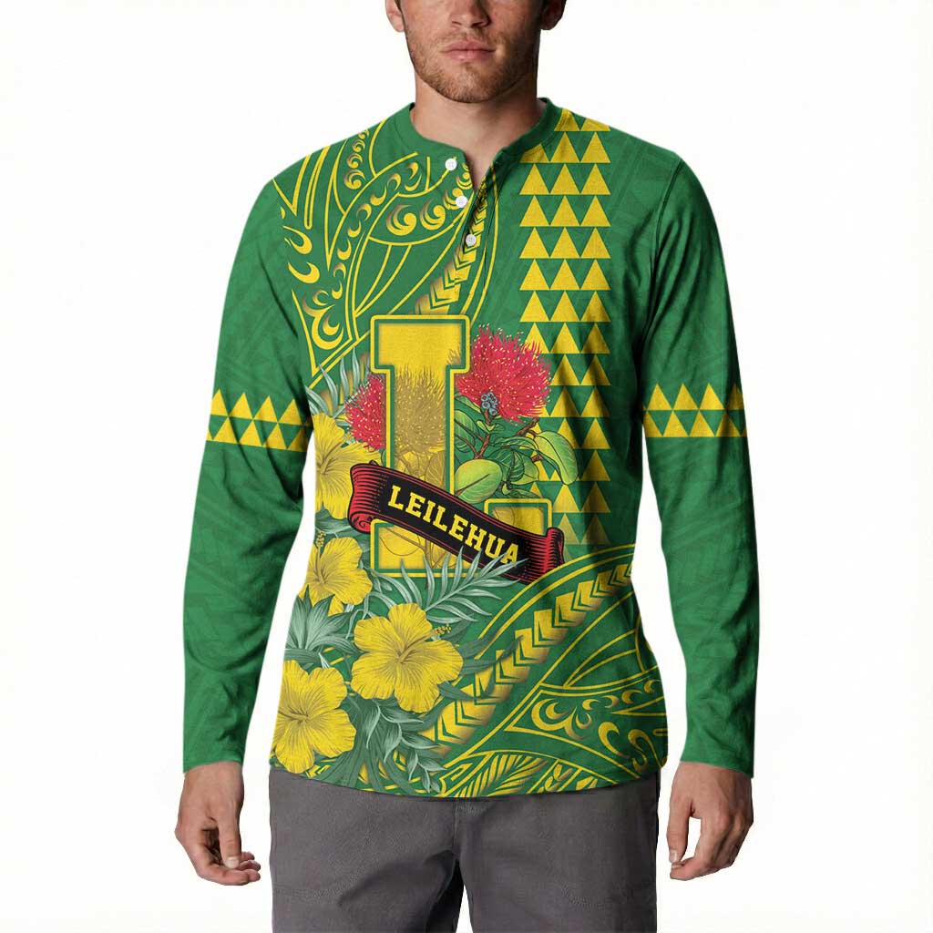 Personalised Hawaii Leilehua High School Button Sweatshirt Tribal Tattoo With Hibiscus Flowers