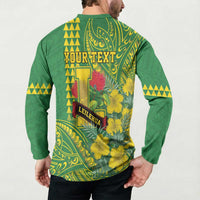 Personalised Hawaii Leilehua High School Button Sweatshirt Tribal Tattoo With Hibiscus Flowers