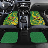 Personalised Hawaii Leilehua High School Car Mats Tribal Tattoo With Hibiscus Flowers LT05 Set 4pcs Green - Polynesian Pride