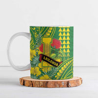 Personalised Hawaii Leilehua High School Ceramic Mug Tribal Tattoo With Hibiscus Flowers LT05 Green - Polynesian Pride