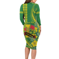 Personalised Hawaii Leilehua High School Family Matching Long Sleeve Bodycon Dress and Hawaiian Shirt Tribal Tattoo With Hibiscus Flowers