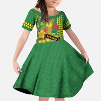 Personalised Hawaii Leilehua High School Family Matching Short Sleeve Bodycon Dress and Hawaiian Shirt Tribal Tattoo With Hibiscus Flowers
