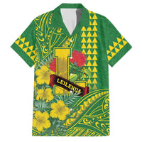Personalised Hawaii Leilehua High School Family Matching Short Sleeve Bodycon Dress and Hawaiian Shirt Tribal Tattoo With Hibiscus Flowers