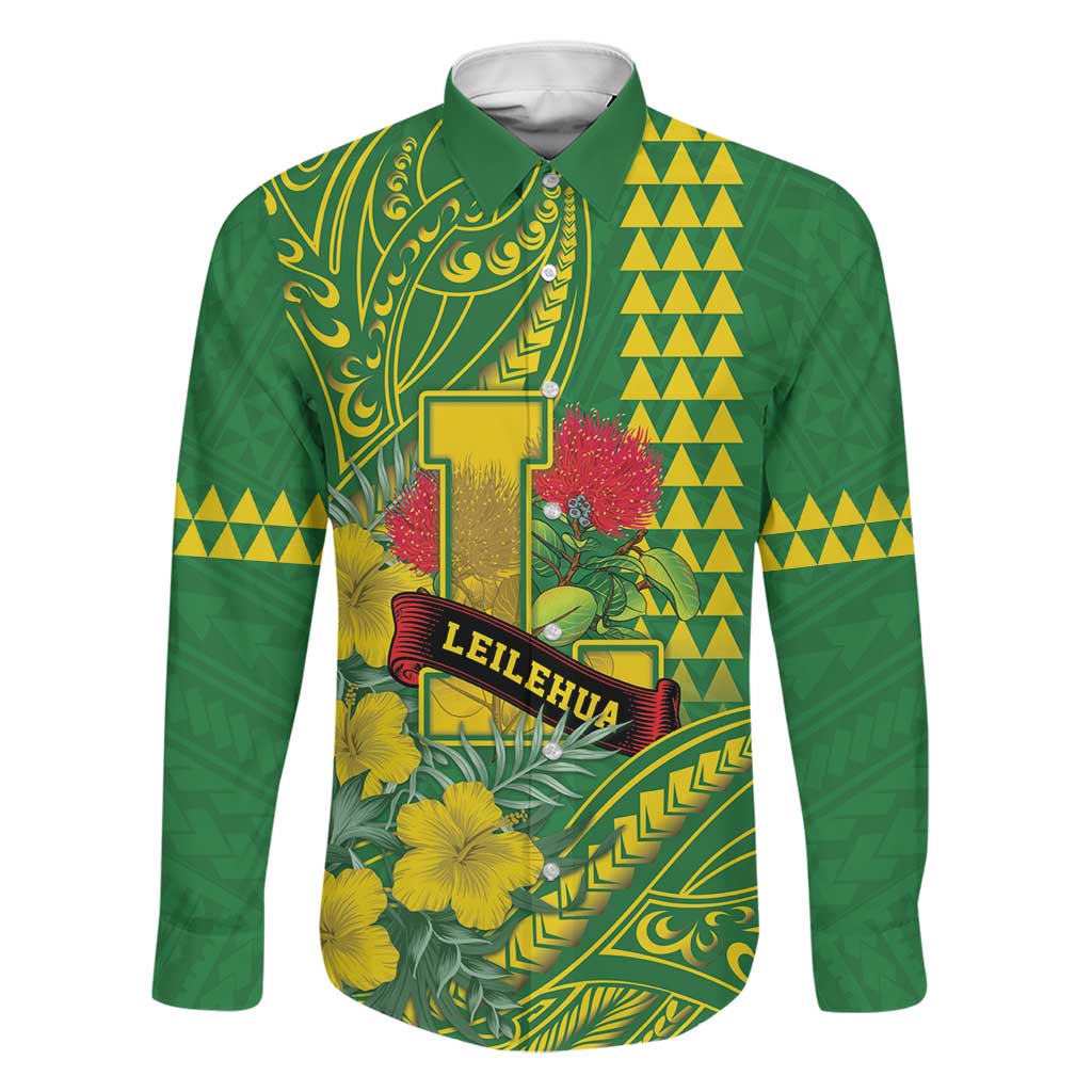 Personalised Hawaii Leilehua High School Family Matching Short Sleeve Bodycon Dress and Hawaiian Shirt Tribal Tattoo With Hibiscus Flowers