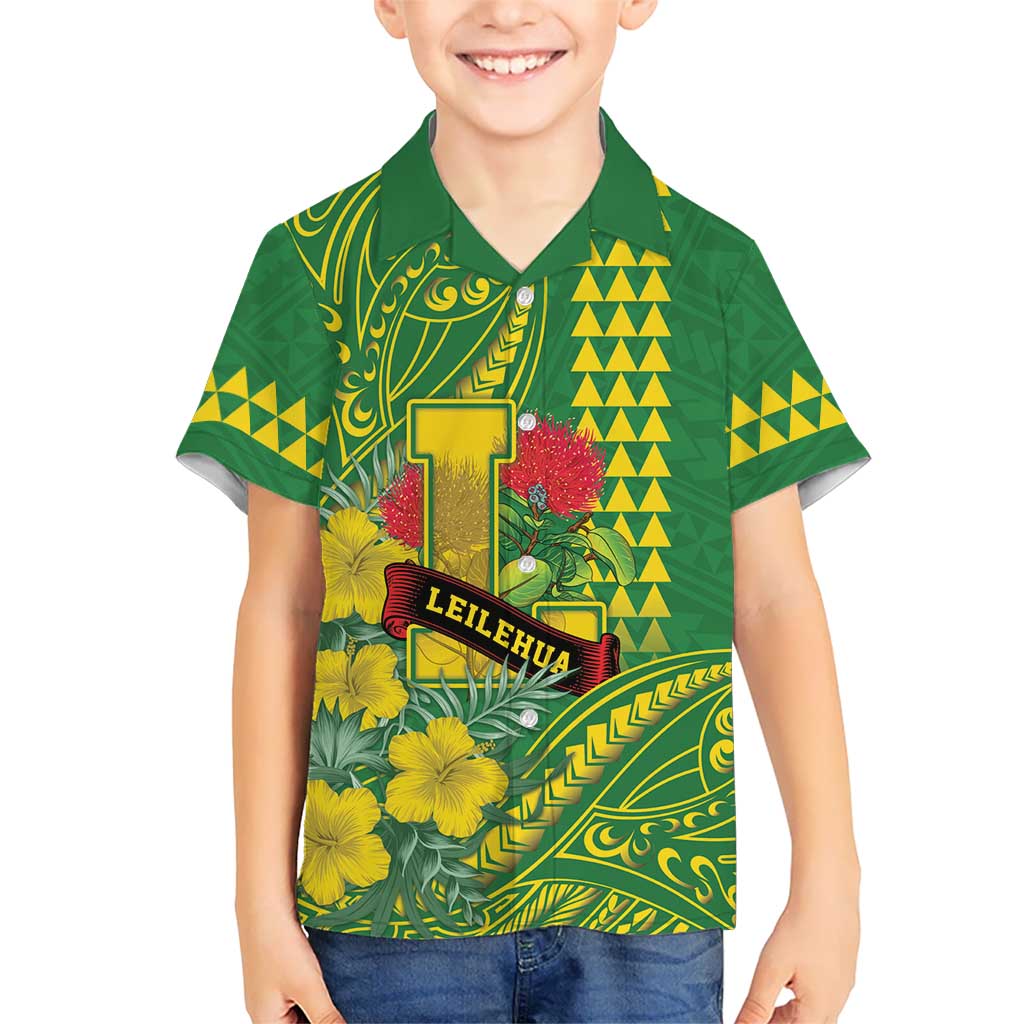 Personalised Hawaii Leilehua High School Family Matching Tank Maxi Dress and Hawaiian Shirt Tribal Tattoo With Hibiscus Flowers