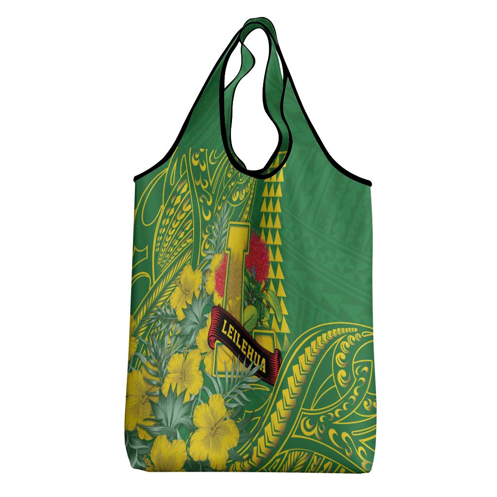 Hawaii Leilehua High School Grocery Bag Tribal Tattoo With Hibiscus Flowers LT05 - Polynesian Pride