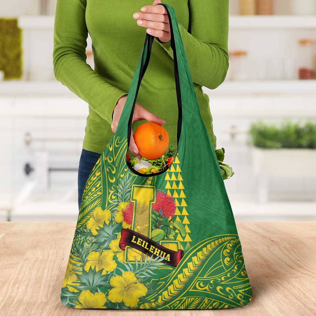 Hawaii Leilehua High School Grocery Bag Tribal Tattoo With Hibiscus Flowers LT05 - Polynesian Pride