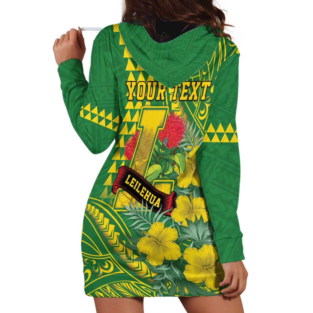 Personalised Hawaii Leilehua High School Hoodie Dress Tribal Tattoo With Hibiscus Flowers