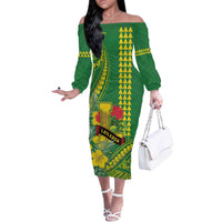 Personalised Hawaii Leilehua High School Off The Shoulder Long Sleeve Dress Tribal Tattoo With Hibiscus Flowers