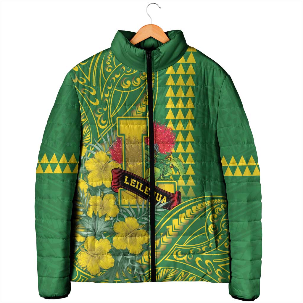 Personalised Hawaii Leilehua High School Padded Jacket Tribal Tattoo With Hibiscus Flowers LT05 - Polynesian Pride