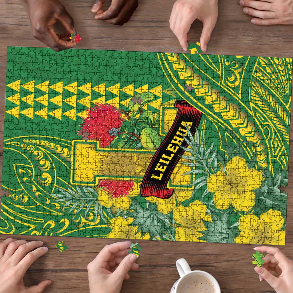 Hawaii Leilehua High School Puzzle Tribal Tattoo With Hibiscus Flowers LT05 - Polynesian Pride
