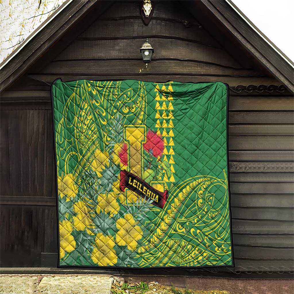 Hawaii Leilehua High School Quilt Tribal Tattoo With Hibiscus Flowers