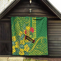 Hawaii Leilehua High School Quilt Tribal Tattoo With Hibiscus Flowers