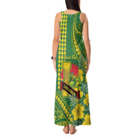 Personalised Hawaii Leilehua High School Tank Maxi Dress Tribal Tattoo With Hibiscus Flowers