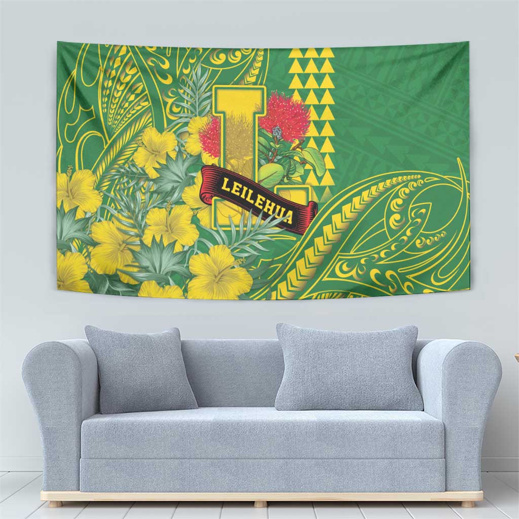 Hawaii Leilehua High School Tapestry Tribal Tattoo With Hibiscus Flowers LT05 - Polynesian Pride