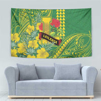 Hawaii Leilehua High School Tapestry Tribal Tattoo With Hibiscus Flowers LT05 - Polynesian Pride