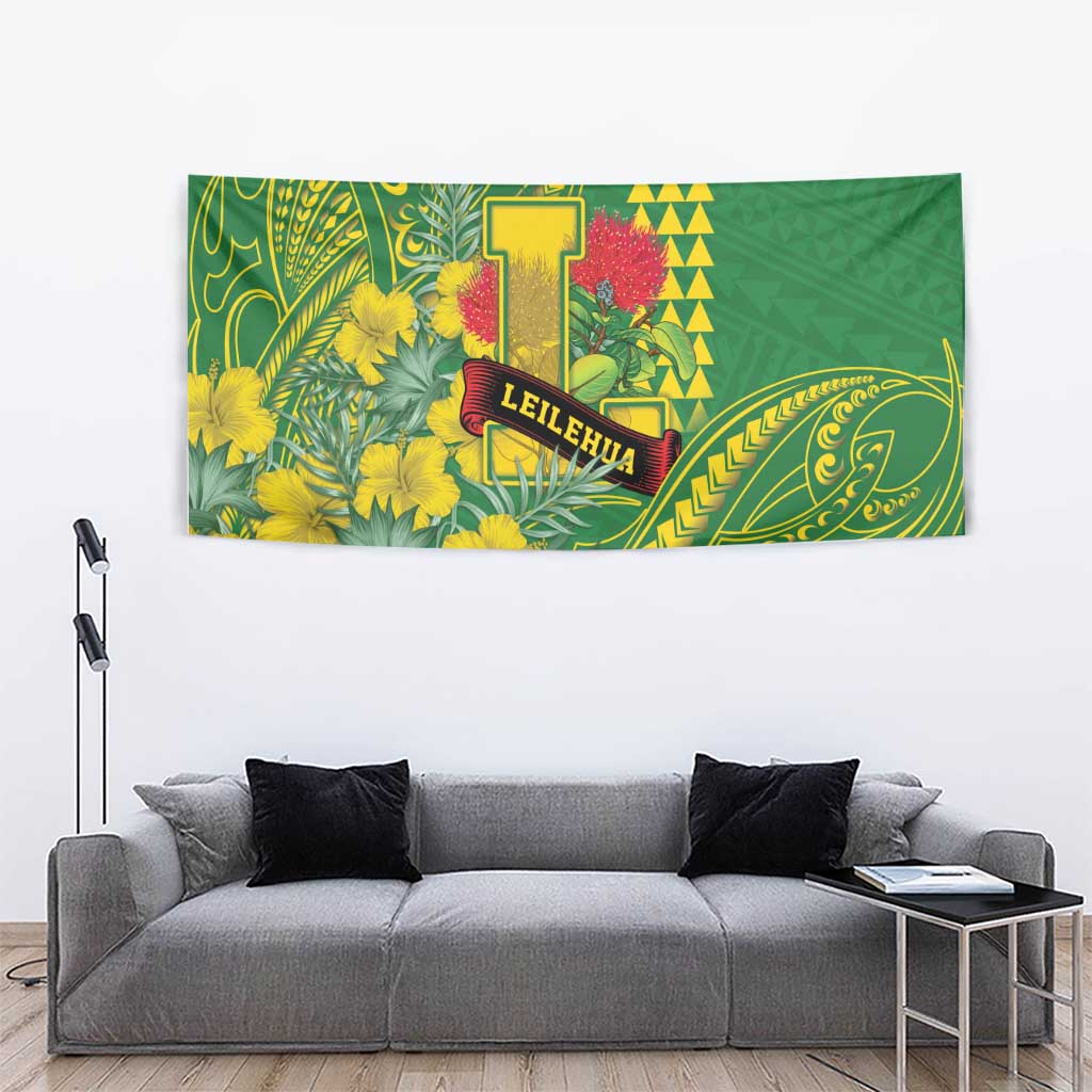 Hawaii Leilehua High School Tapestry Tribal Tattoo With Hibiscus Flowers LT05 - Polynesian Pride