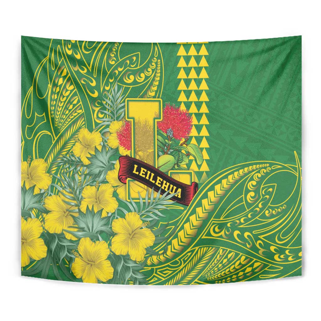 Hawaii Leilehua High School Tapestry Tribal Tattoo With Hibiscus Flowers LT05 - Polynesian Pride