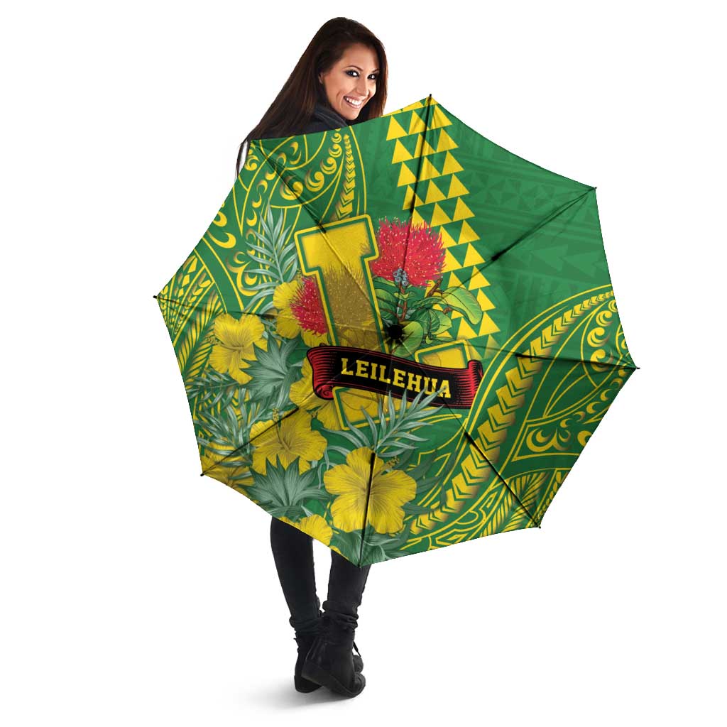 Hawaii Leilehua High School Umbrella Tribal Tattoo With Hibiscus Flowers LT05 - Polynesian Pride