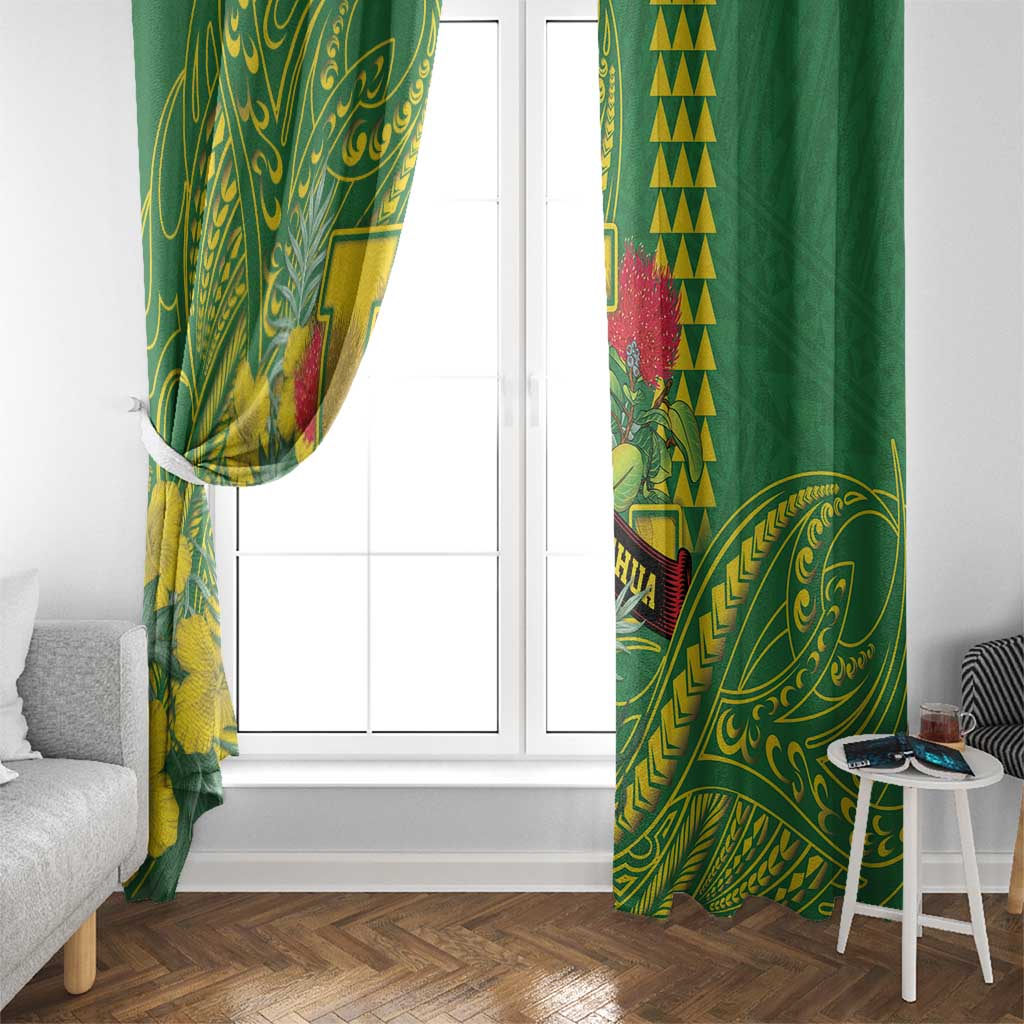 Hawaii Leilehua High School Window Curtain Tribal Tattoo With Hibiscus Flowers LT05 - Polynesian Pride