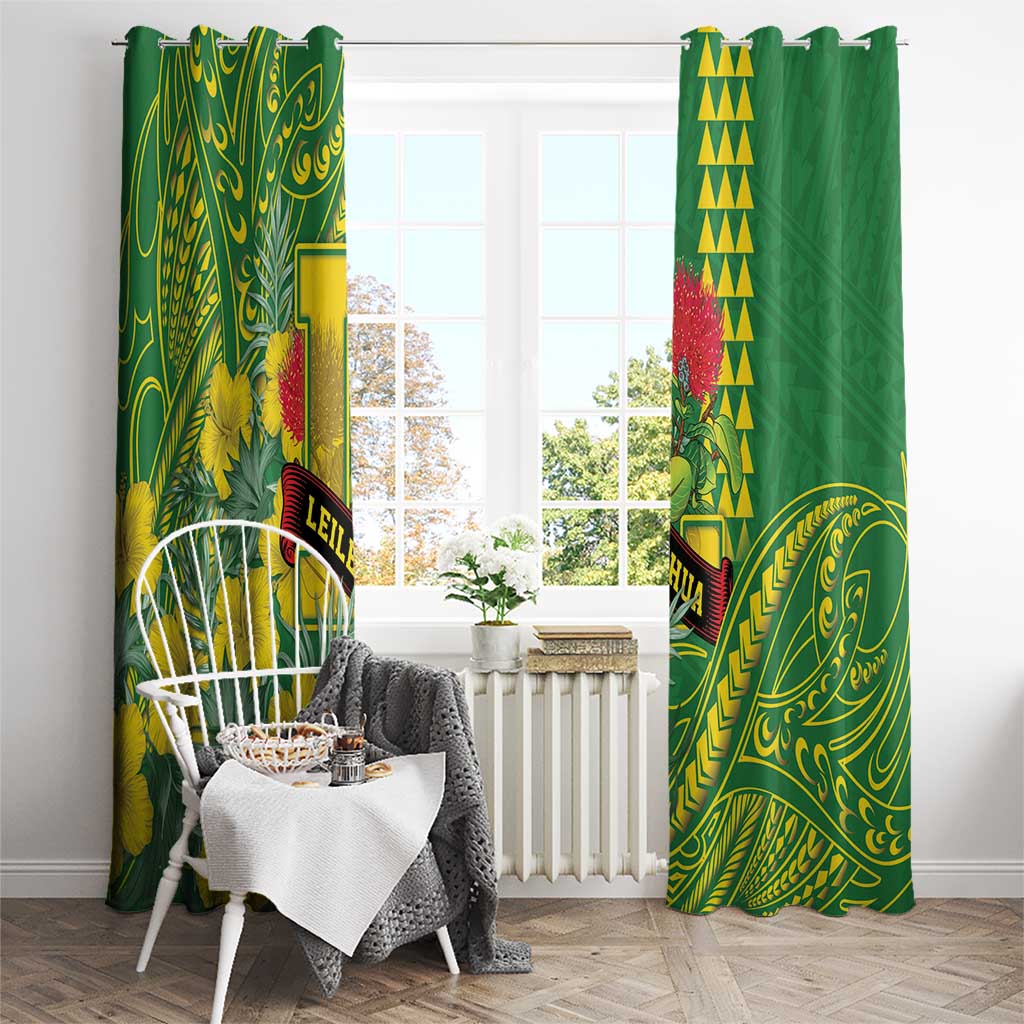 Hawaii Leilehua High School Window Curtain Tribal Tattoo With Hibiscus Flowers LT05 - Polynesian Pride