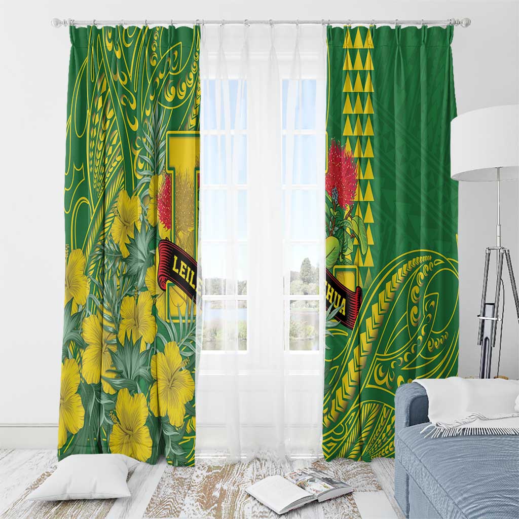 Hawaii Leilehua High School Window Curtain Tribal Tattoo With Hibiscus Flowers LT05 - Polynesian Pride
