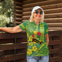 Personalised Hawaii Leilehua High School Women Polo Shirt Tribal Tattoo With Hibiscus Flowers