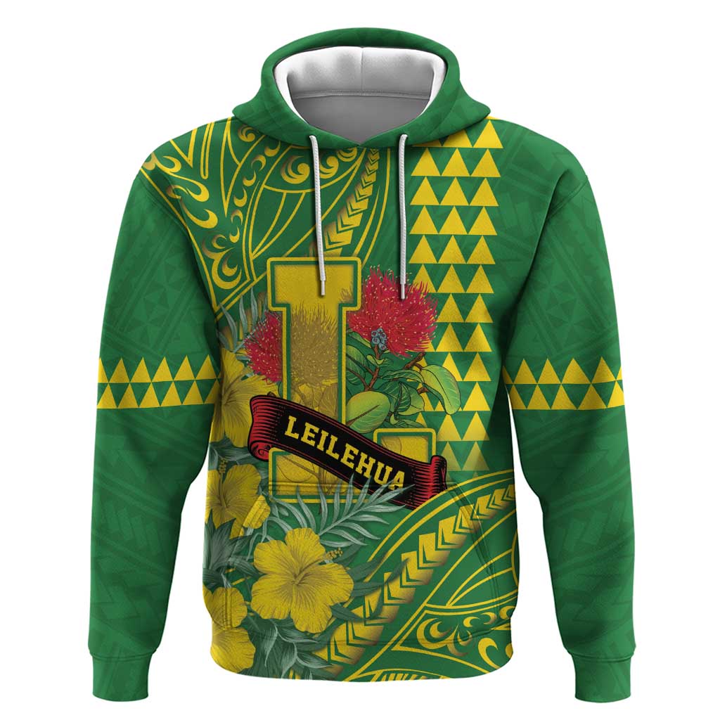 Personalised Hawaii Leilehua High School Zip Hoodie Tribal Tattoo With Hibiscus Flowers