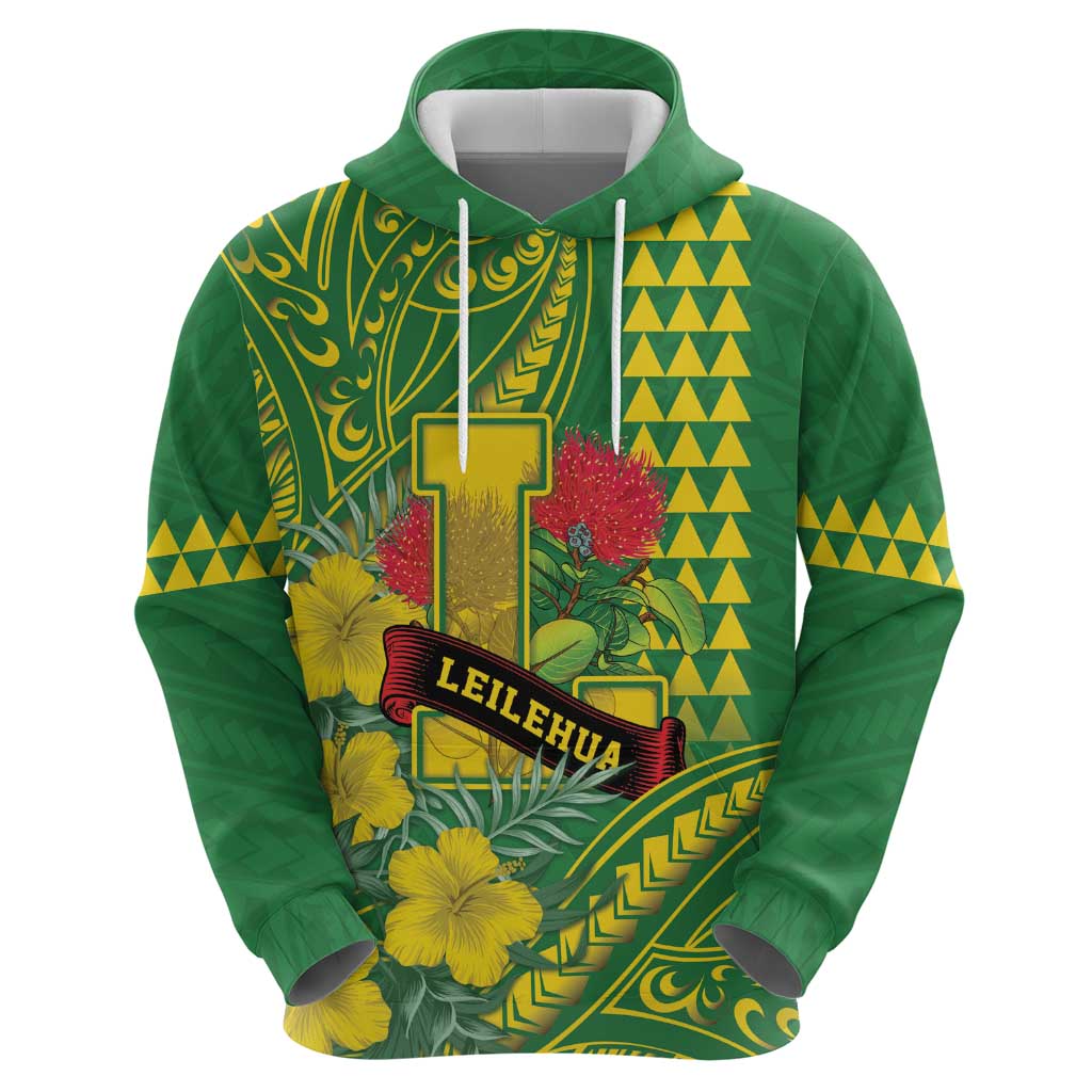 Personalised Hawaii Leilehua High School Zip Hoodie Tribal Tattoo With Hibiscus Flowers