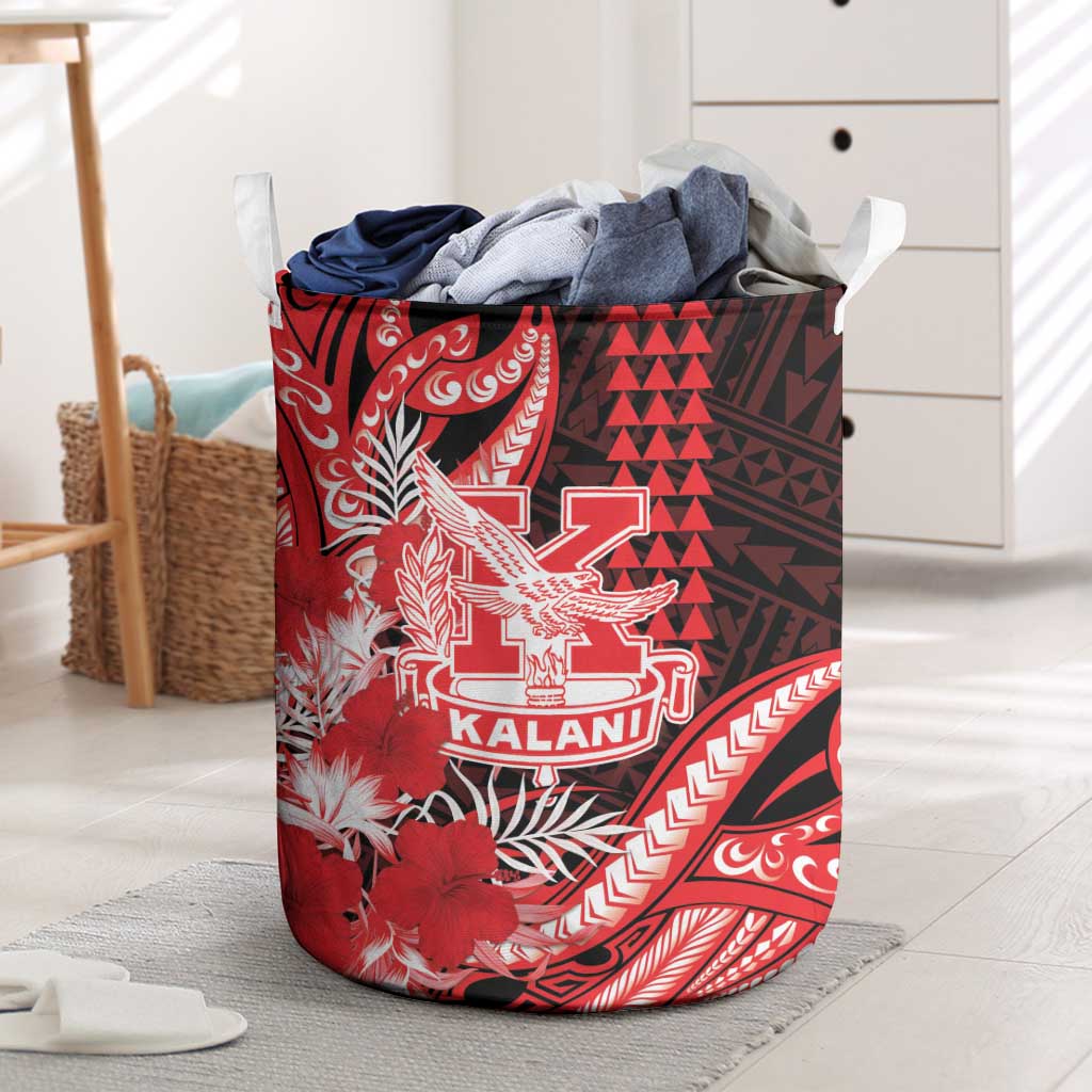 Hawaii Kalani High School Laundry Basket Tribal Tattoo With Hibiscus Flowers LT05 Red - Polynesian Pride