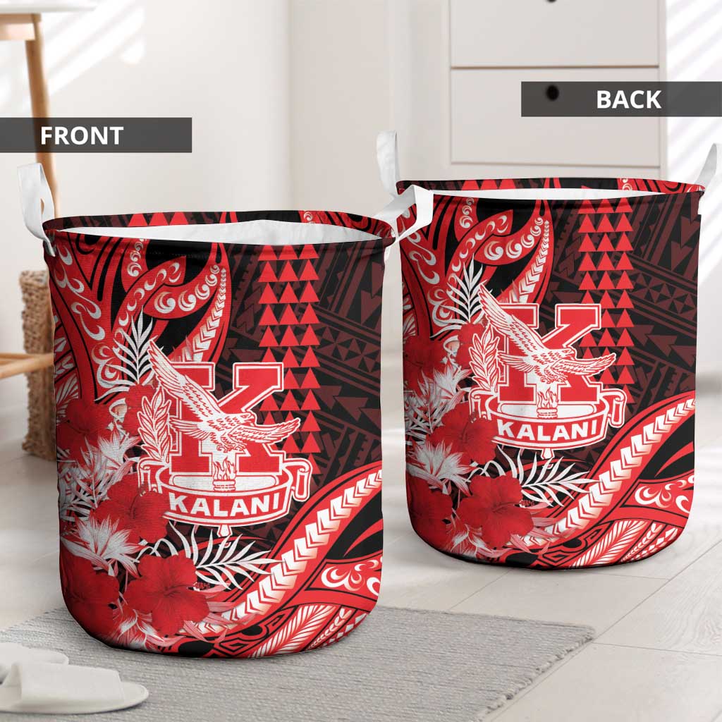 Hawaii Kalani High School Laundry Basket Tribal Tattoo With Hibiscus Flowers LT05 - Polynesian Pride