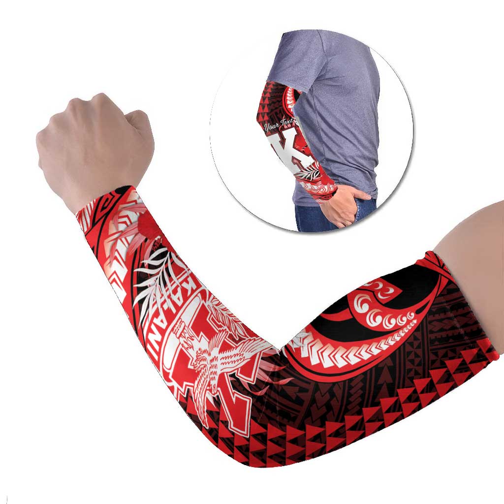 Personalised Hawaii Kalani High School Arm Sleeves Tribal Tattoo With Hibiscus Flowers LT05 Set of 2 Red - Polynesian Pride