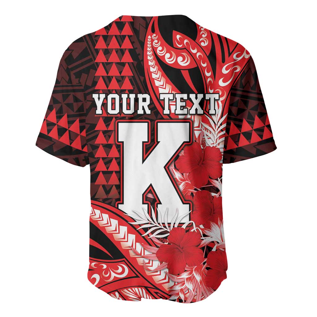 Personalised Hawaii Kalani High School Baseball Jersey Tribal Tattoo With Hibiscus Flowers LT05 - Polynesian Pride