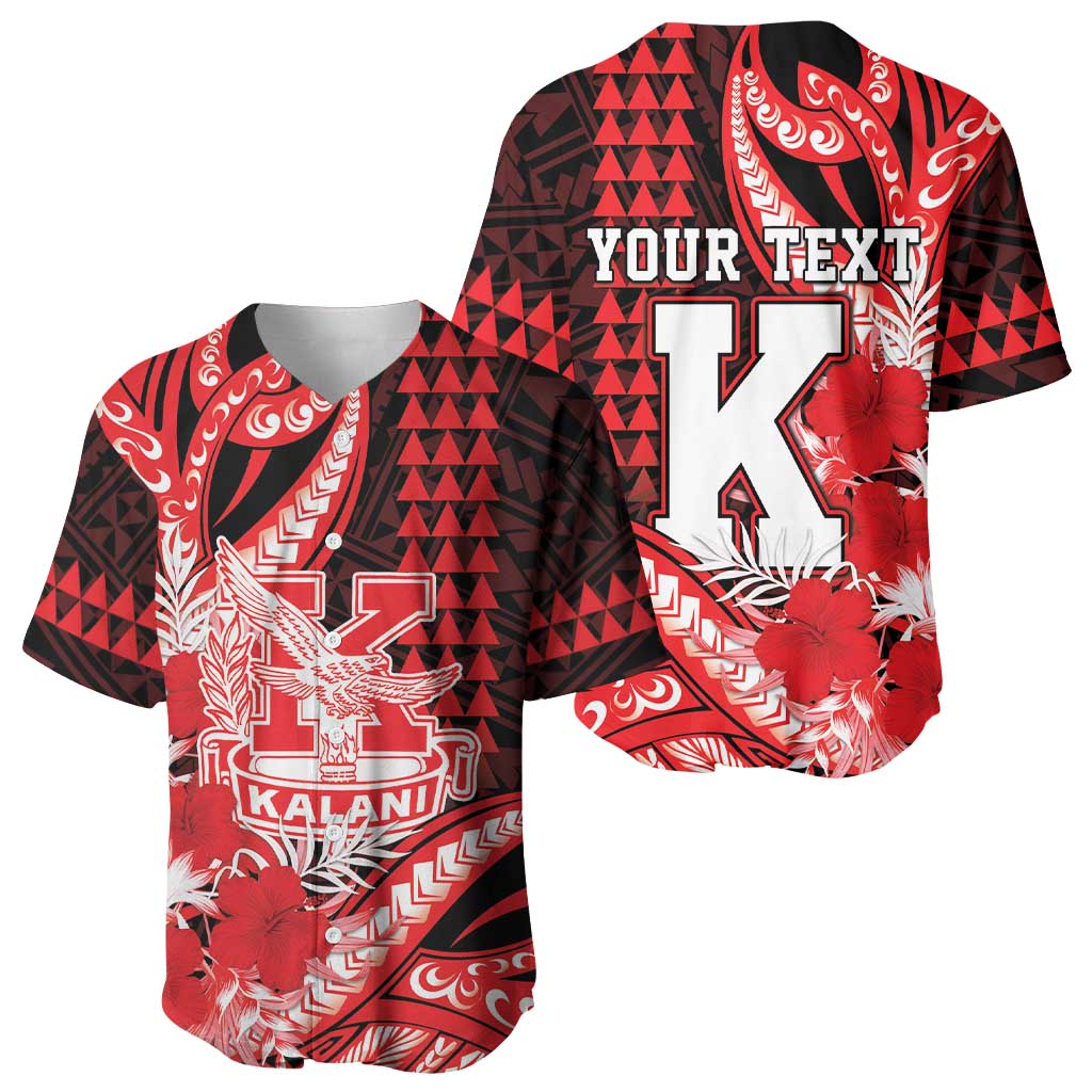 Personalised Hawaii Kalani High School Baseball Jersey Tribal Tattoo With Hibiscus Flowers LT05 - Polynesian Pride