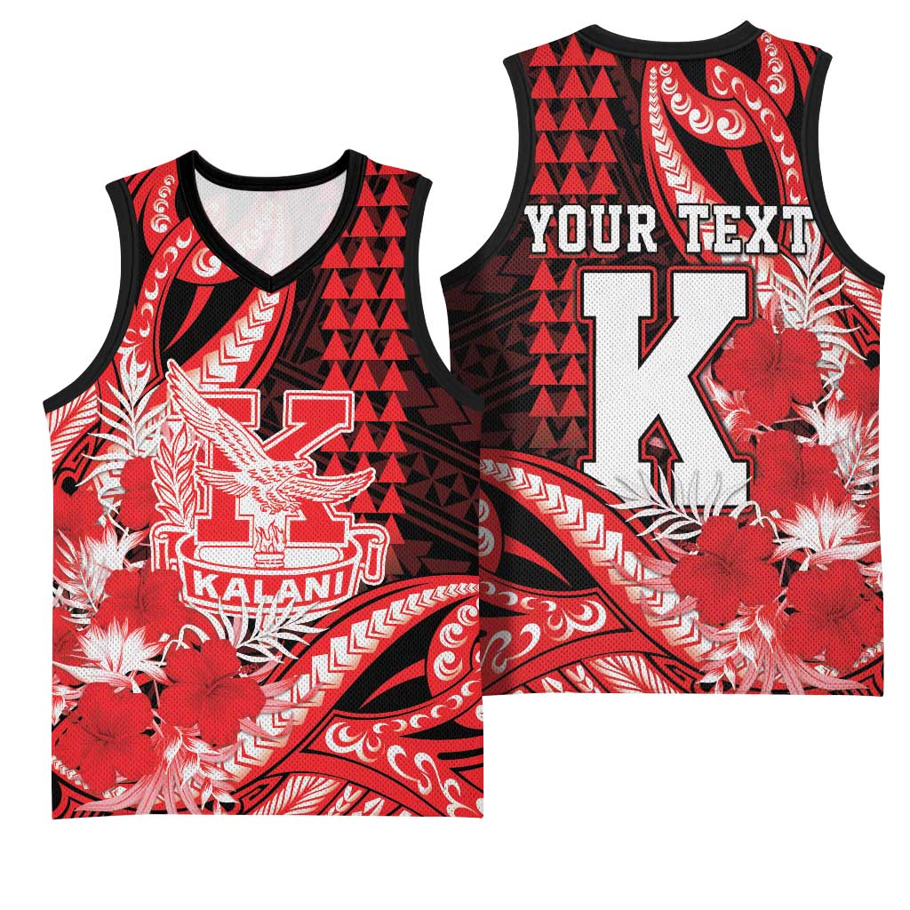 Personalised Hawaii Kalani High School Basketball Jersey Tribal Tattoo With Hibiscus Flowers