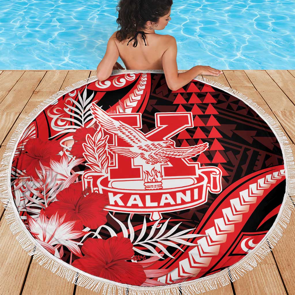 Hawaii Kalani High School Beach Blanket Tribal Tattoo With Hibiscus Flowers