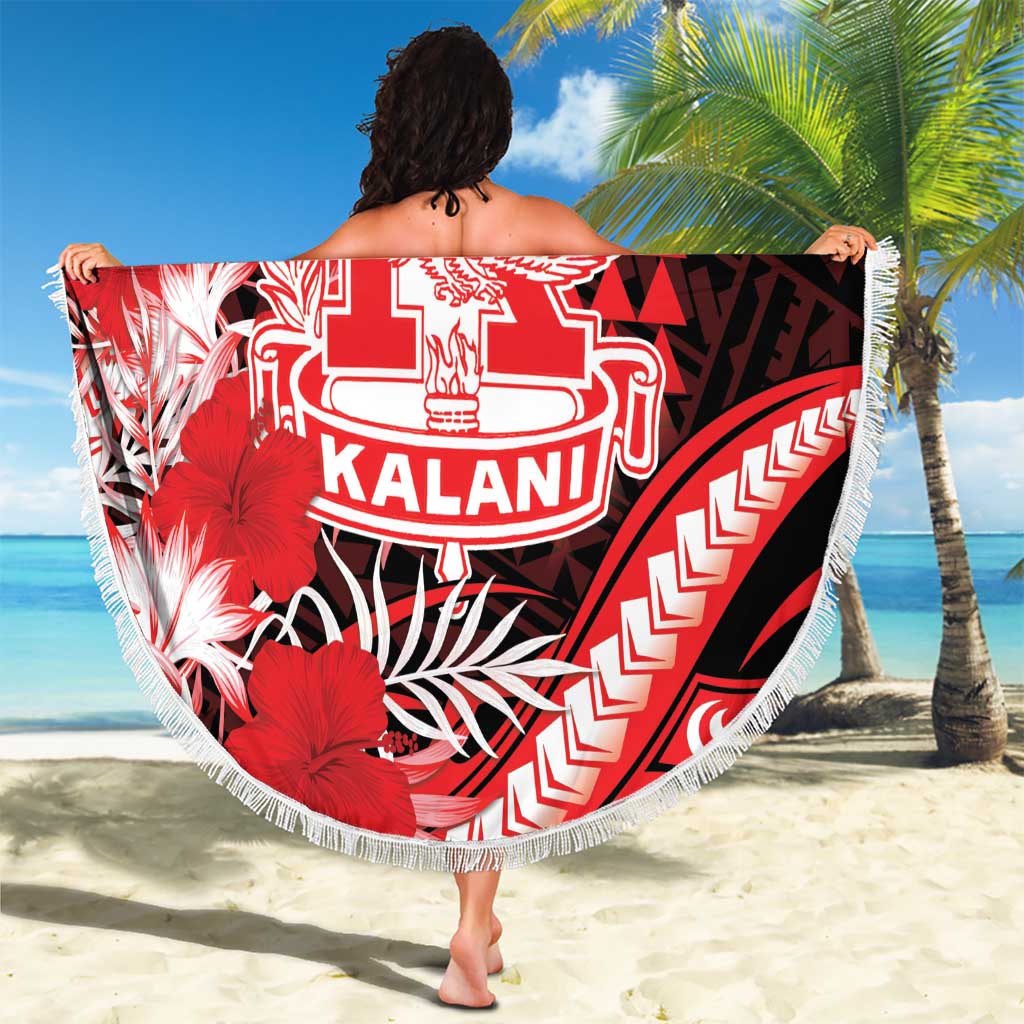 Hawaii Kalani High School Beach Blanket Tribal Tattoo With Hibiscus Flowers