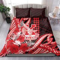Hawaii Kalani High School Bedding Set Tribal Tattoo With Hibiscus Flowers