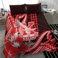 Hawaii Kalani High School Bedding Set Tribal Tattoo With Hibiscus Flowers