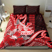 Hawaii Kalani High School Bedding Set Tribal Tattoo With Hibiscus Flowers