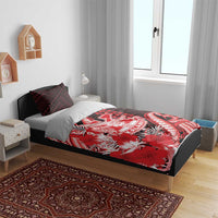 Hawaii Kalani High School Bedding Set Tribal Tattoo With Hibiscus Flowers