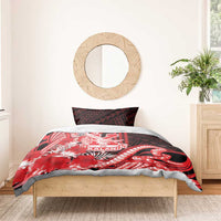 Hawaii Kalani High School Bedding Set Tribal Tattoo With Hibiscus Flowers