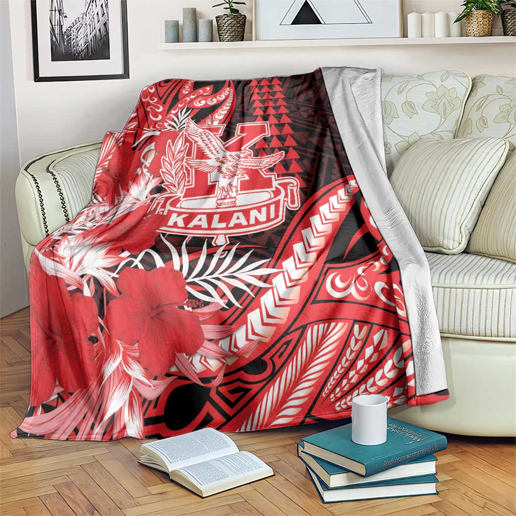 Hawaii Kalani High School Blanket Tribal Tattoo With Hibiscus Flowers LT05 Red - Polynesian Pride
