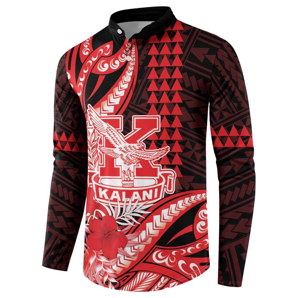 Personalised Hawaii Kalani High School Button Sweatshirt Tribal Tattoo With Hibiscus Flowers LT05 - Polynesian Pride