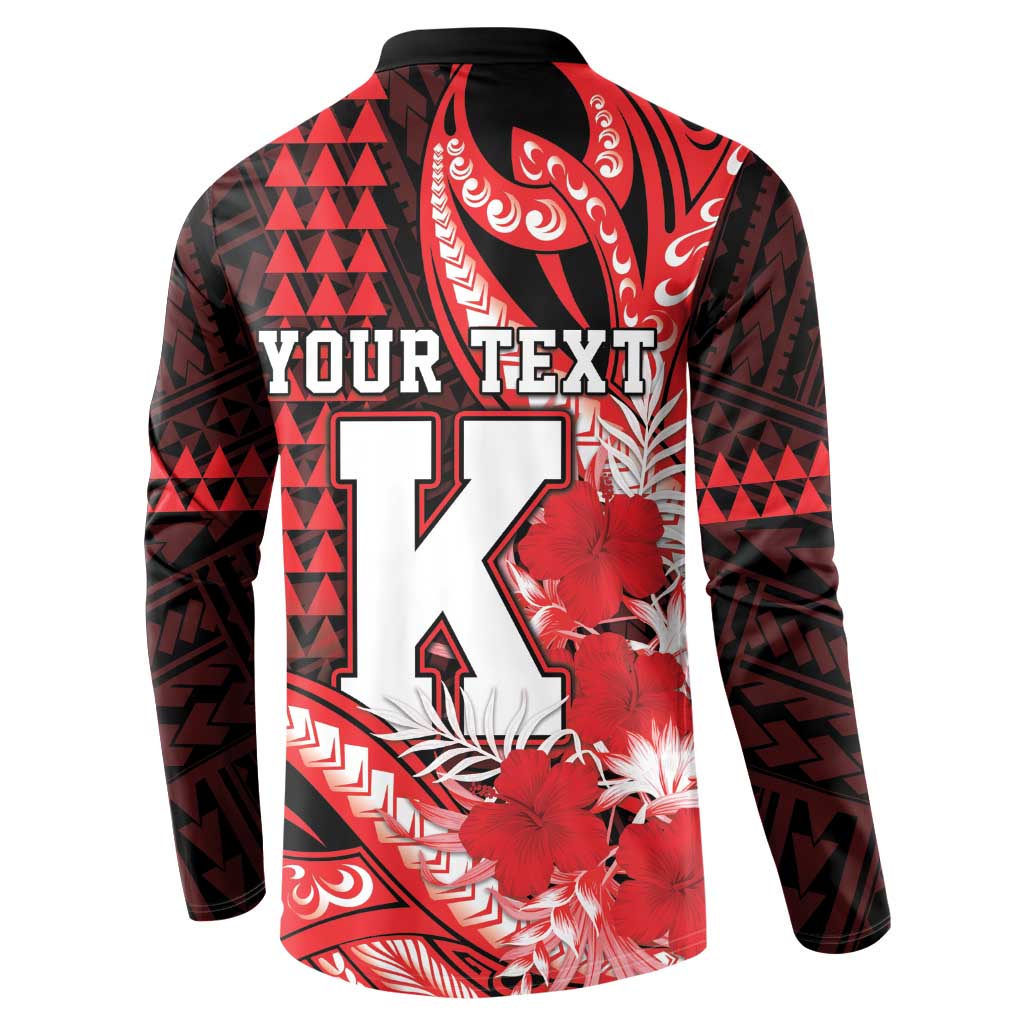 Personalised Hawaii Kalani High School Button Sweatshirt Tribal Tattoo With Hibiscus Flowers LT05 - Polynesian Pride