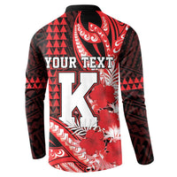 Personalised Hawaii Kalani High School Button Sweatshirt Tribal Tattoo With Hibiscus Flowers LT05 - Polynesian Pride