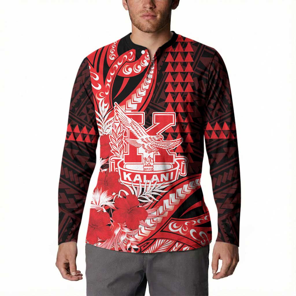 Personalised Hawaii Kalani High School Button Sweatshirt Tribal Tattoo With Hibiscus Flowers LT05 - Polynesian Pride
